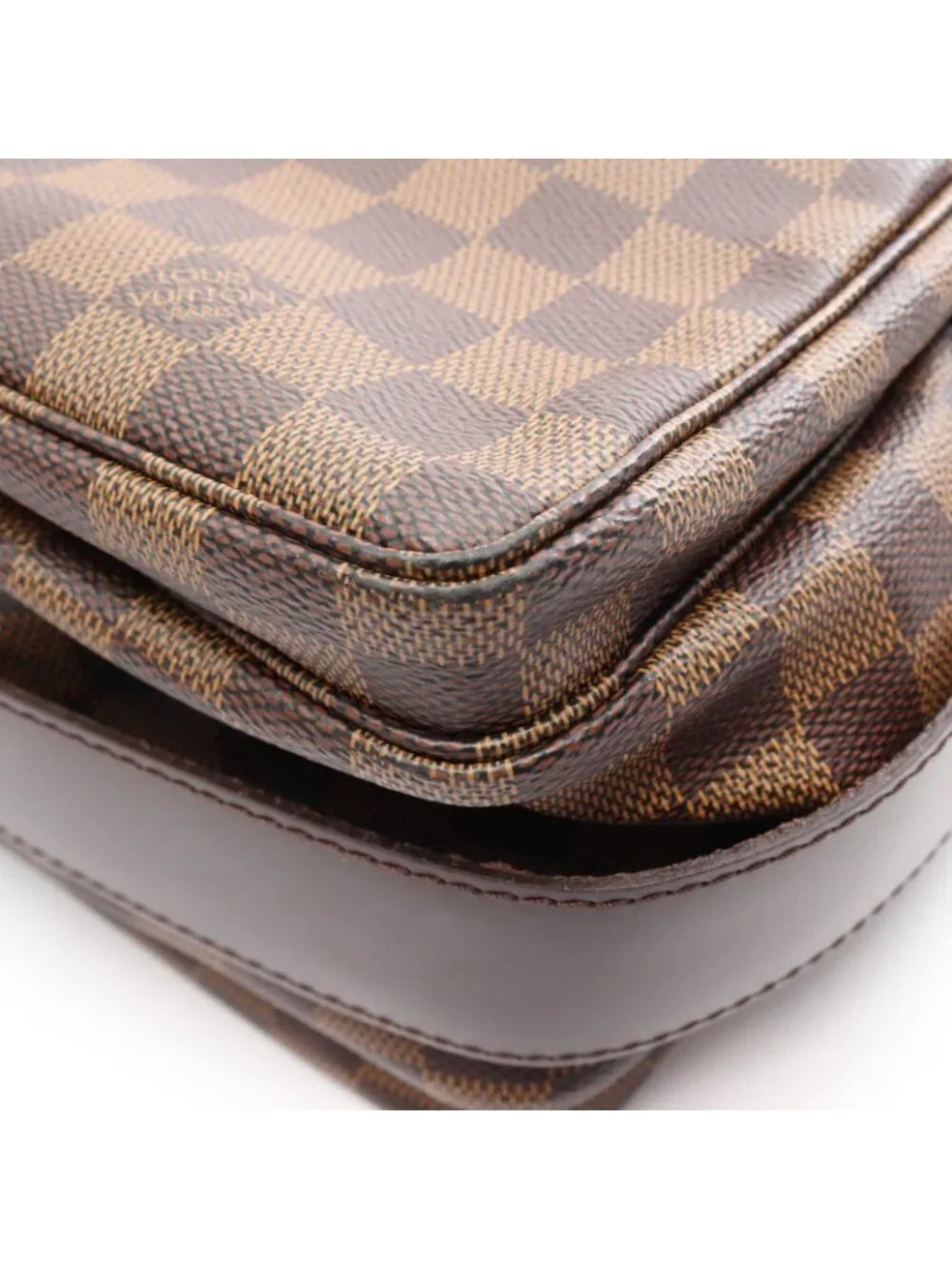 Louis Vuitton Shoulder Bag Naviglio Damier Ebene Canvas Leather